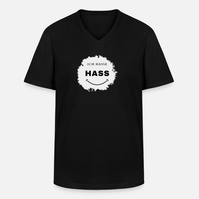 Spruch, ich hasse Hass,lustiges Statement - Männer-T-Shirt mit V-Ausschnitt - Schwarz