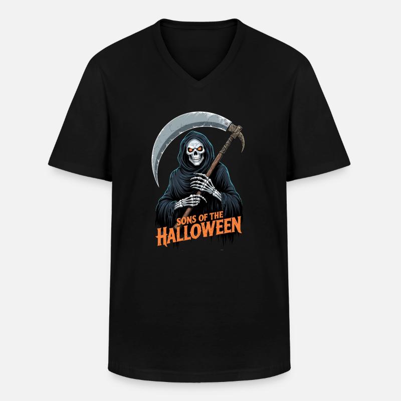 Halloween Sensenmann - Männer-T-Shirt mit V-Ausschnitt - Schwarz