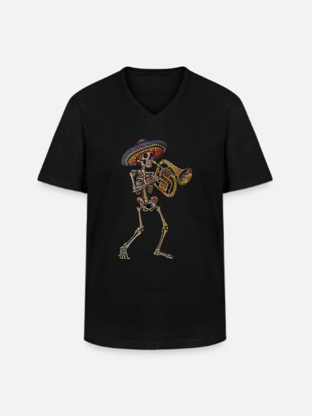 Tuba Mexican Skeleton - Men's V-Neck T-Shirt - black