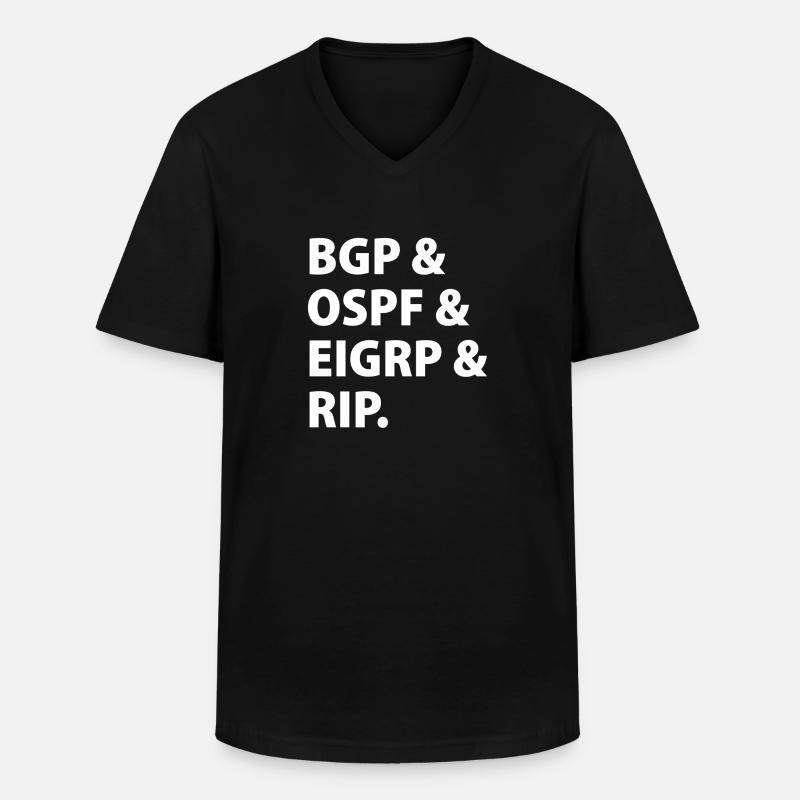BGP & OSPF & EIGRP & RIP. - Männer-T-Shirt mit V-Ausschnitt - Schwarz
