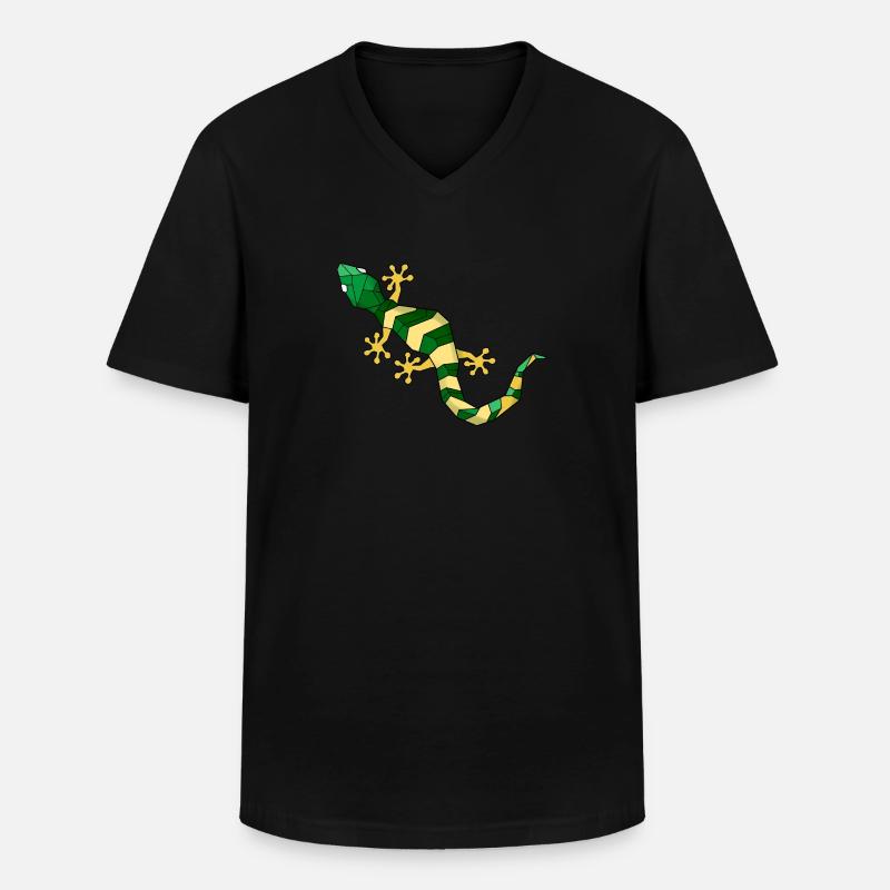Geometrisk ödla - T-shirt med V-ringning herr - svart