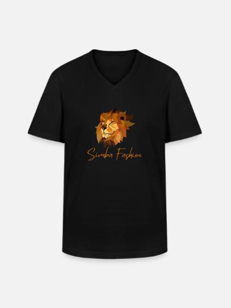 Simba Fashion Mosaiklion - Klassisk herre T-shirt med V-udskæring - sort