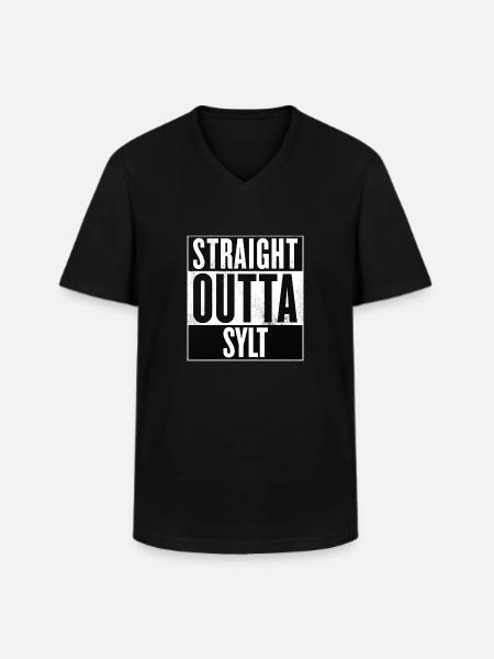 Straight Outta Sylt - Männer-T-Shirt mit V-Ausschnitt - Schwarz