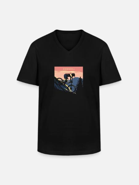 VTT VTT VTT Descente - T-shirt col V Homme - noir
