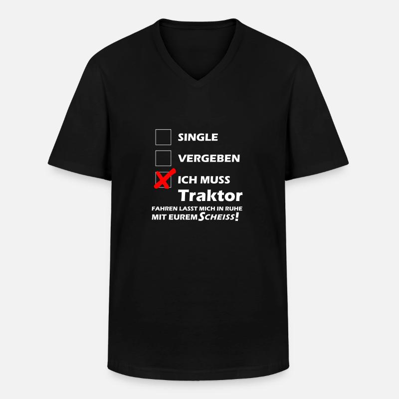 Traktor Single - Männer-T-Shirt mit V-Ausschnitt - Schwarz