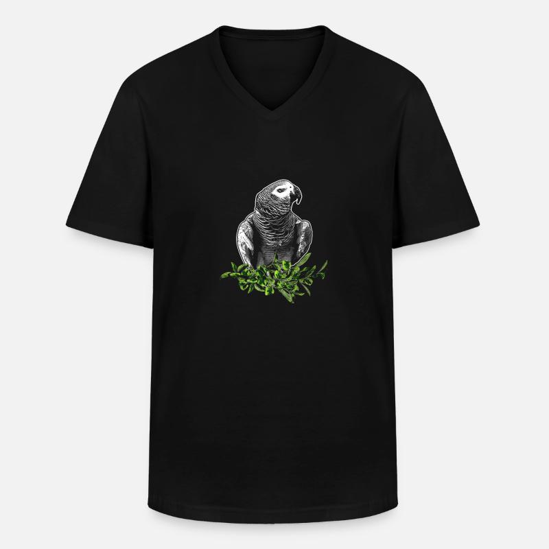 Graupapagei - Männer-T-Shirt mit V-Ausschnitt - Schwarz