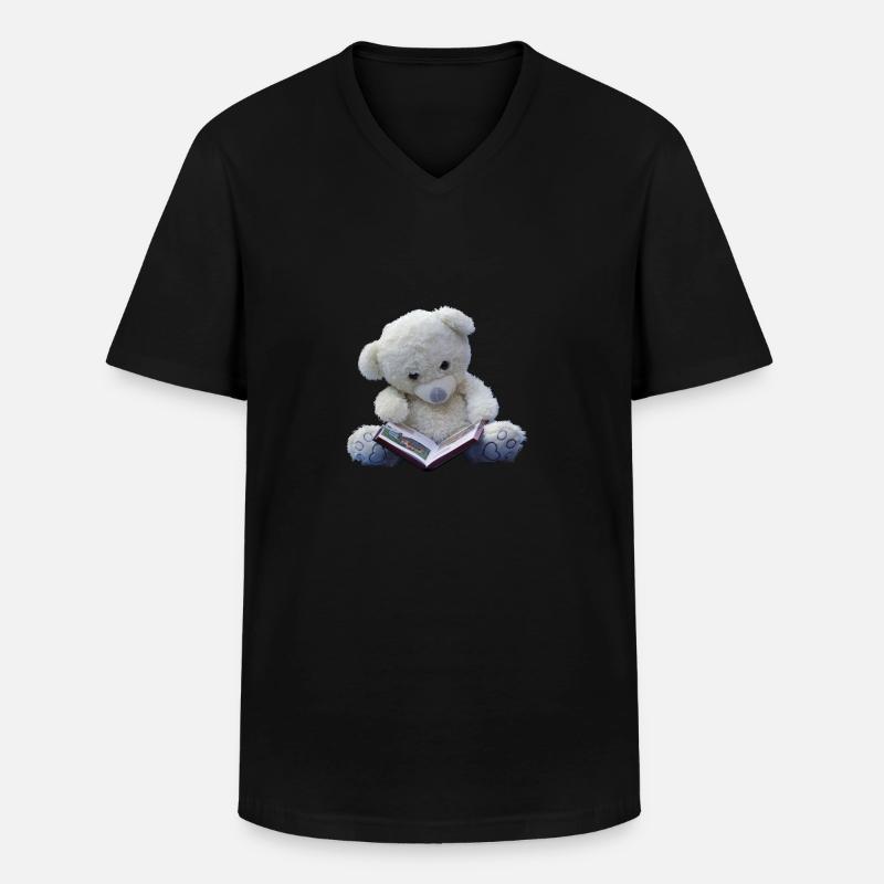 Teddy - Männer-T-Shirt mit V-Ausschnitt - Schwarz