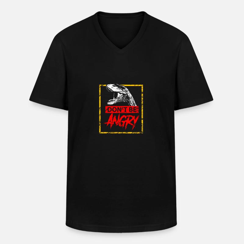 Dinosaurier - Nicht wütend sein - Männer-T-Shirt mit V-Ausschnitt - Schwarz