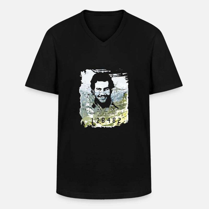 Pablo Escobar distressed - Männer-T-Shirt mit V-Ausschnitt - Schwarz
