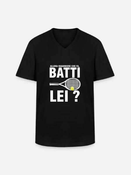 Allora Ragioniere Che Fa, Batti Lei ? - Maglietta da uomo classica con scollo a V - nero