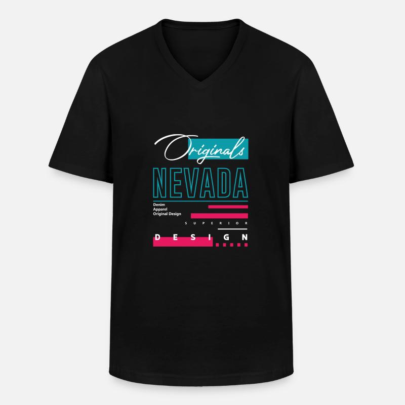 Nevada - Männer-T-Shirt mit V-Ausschnitt - Schwarz