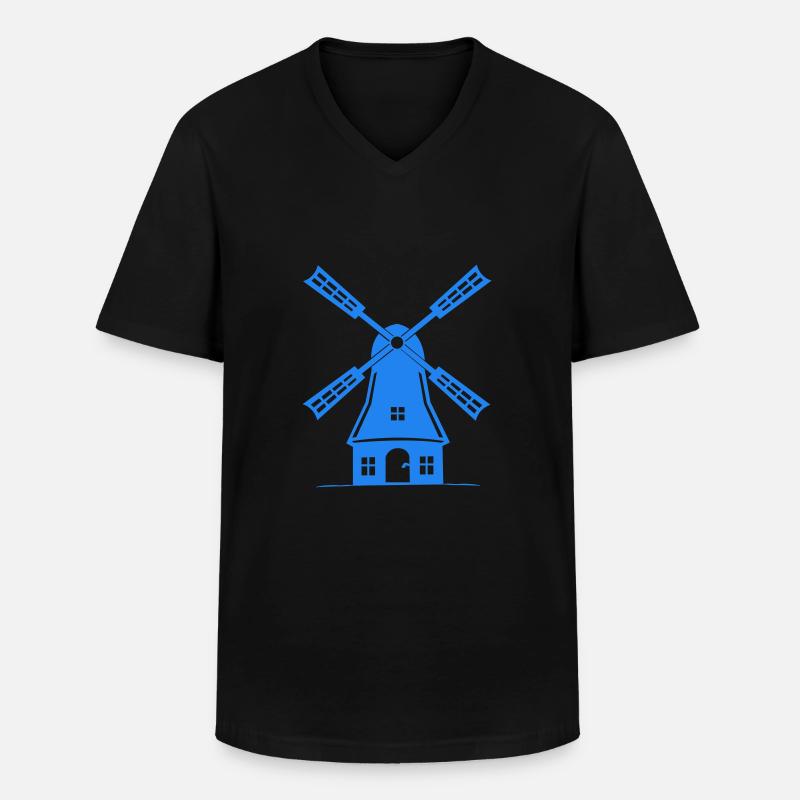 windmühle mühle - Männer-T-Shirt mit V-Ausschnitt - Schwarz