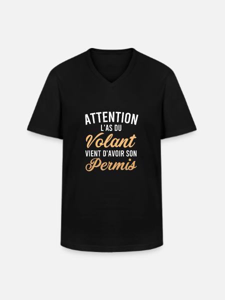Jonge bestuurder voor rijbewijs - Klassiek mannen T-shirt met V-hals - zwart