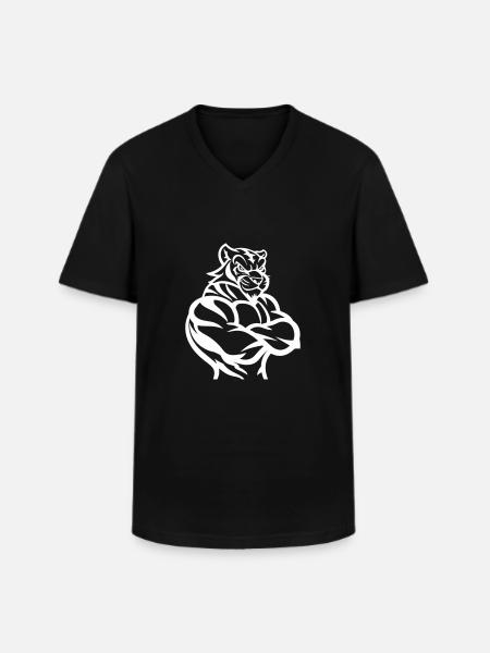 tiger - Männer-T-Shirt mit V-Ausschnitt - Schwarz