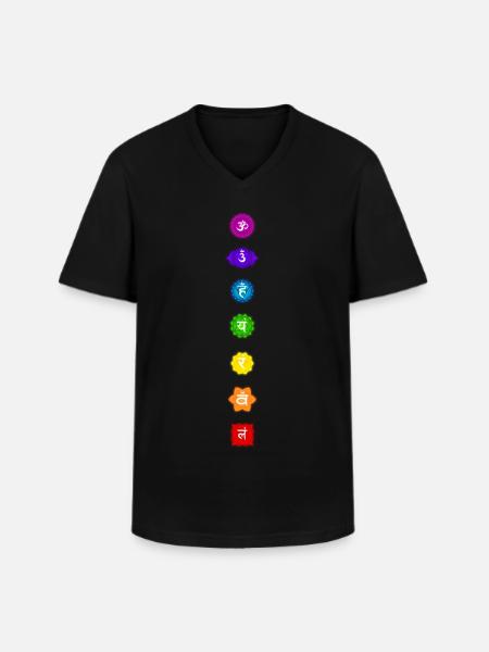 Chakras - glow - Men's V-Neck T-Shirt - black