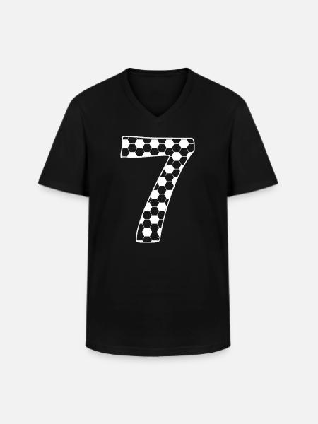 Fußball Nummer 7 – Hexagon Style - Männer-T-Shirt mit V-Ausschnitt - Schwarz
