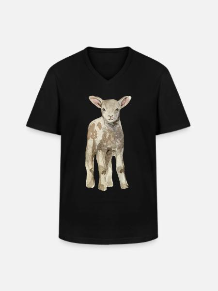 Mouton bébé - T-shirt col V Homme - noir