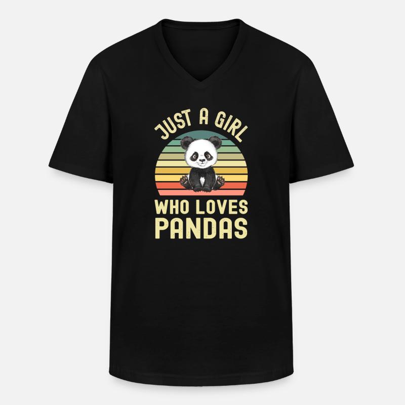 Panda Pandabär - Männer-T-Shirt mit V-Ausschnitt - Schwarz