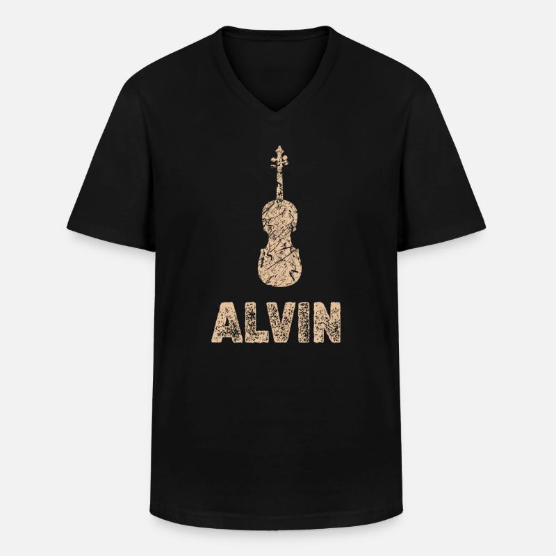Cello Alvin - Männer-T-Shirt mit V-Ausschnitt - Schwarz