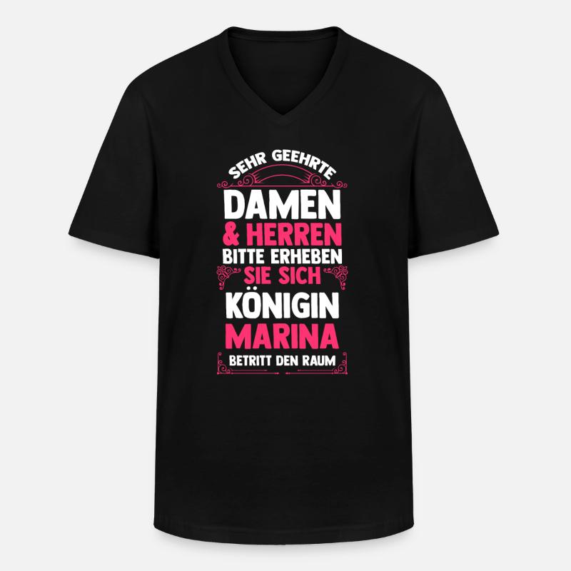 Marina - Männer-T-Shirt mit V-Ausschnitt - Schwarz