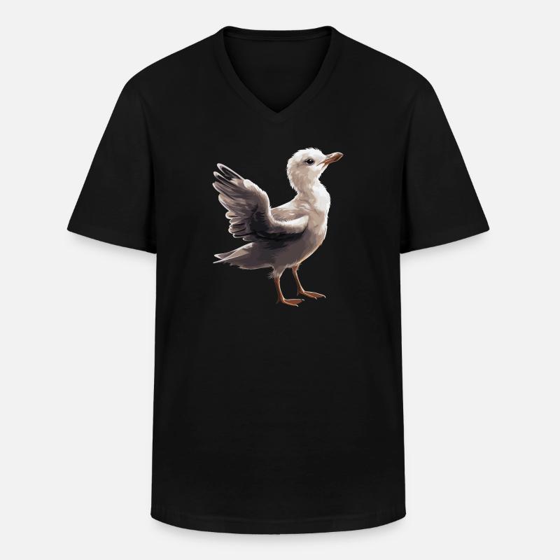 Baby Möwe Seevogel - Männer-T-Shirt mit V-Ausschnitt - Schwarz