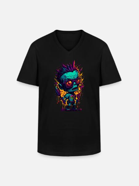 Bunter cooler Zombie - Männer-T-Shirt mit V-Ausschnitt - Schwarz