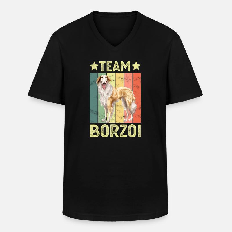 Hund Borzoi - Männer-T-Shirt mit V-Ausschnitt - Schwarz