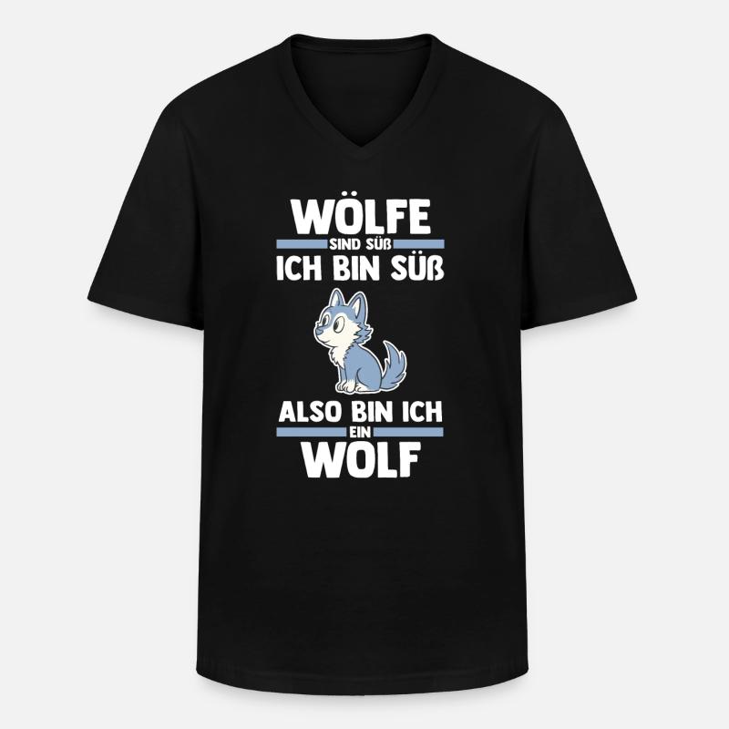 Tier Waldtier Wolf - Männer-T-Shirt mit V-Ausschnitt - Schwarz