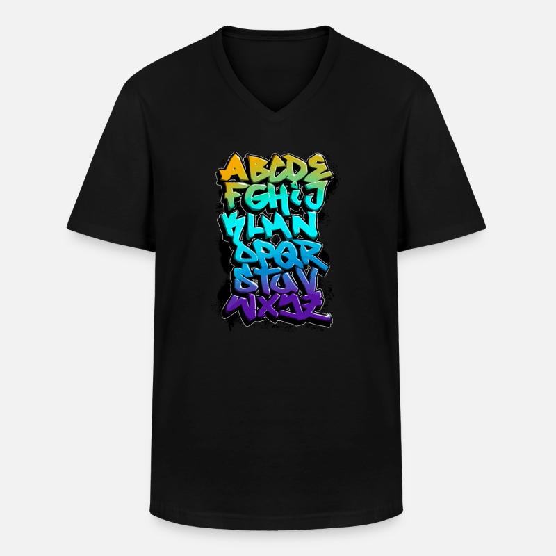 GRAFFITI-ALPHABET - Männer-T-Shirt mit V-Ausschnitt - Schwarz