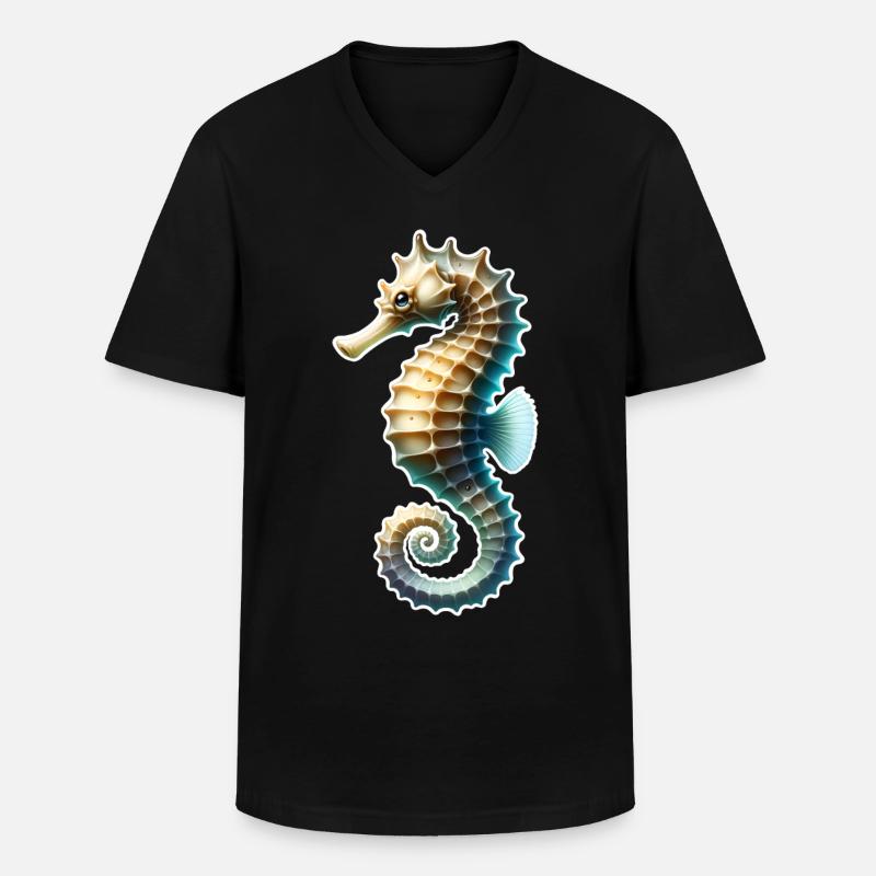 Seepferd - Männer-T-Shirt mit V-Ausschnitt - Schwarz