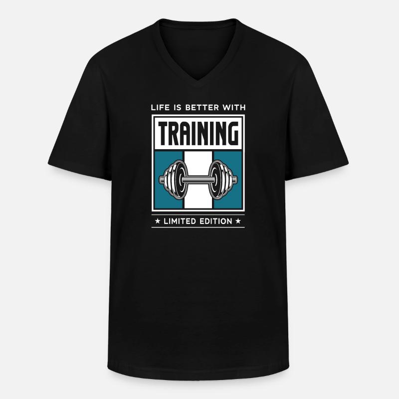Training - Männer-T-Shirt mit V-Ausschnitt - Schwarz