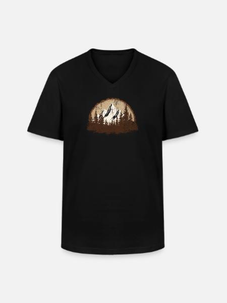 Majestic Mountain Forest Scene - Men's V-Neck T-Shirt - black