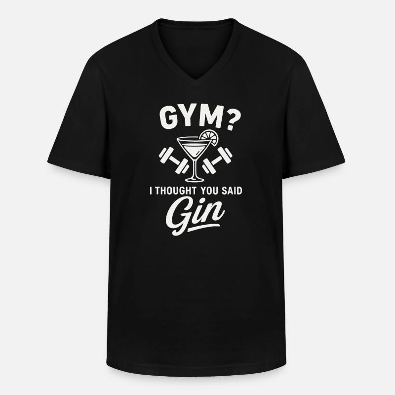 Gym oder Gin ? - Männer-T-Shirt mit V-Ausschnitt - Schwarz