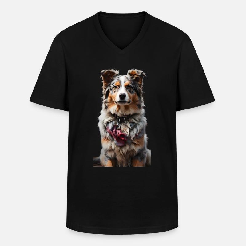 Australian Shepherd Schäferhund - Männer-T-Shirt mit V-Ausschnitt - Schwarz