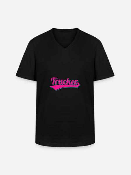 Trucker Logo - Men's V-Neck T-Shirt - black