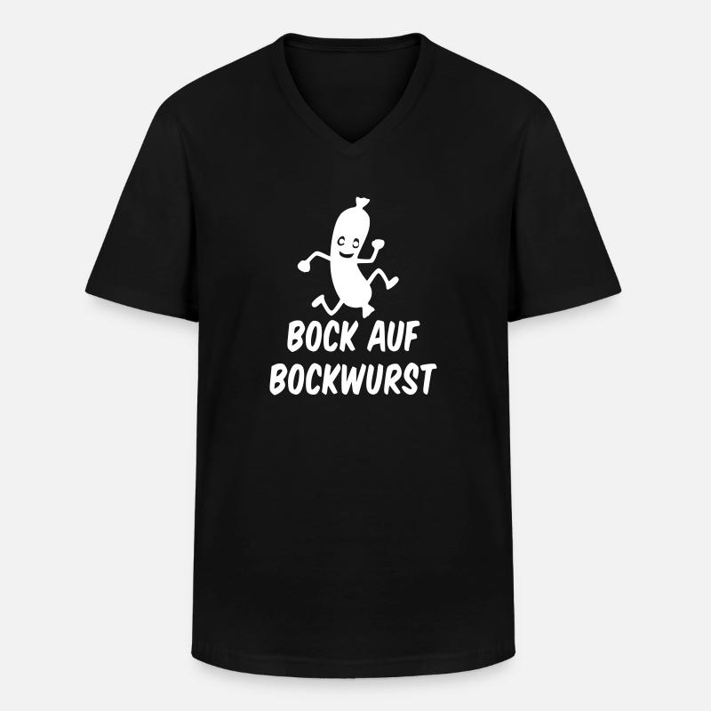 Bock auf Bockwurst - Männer-T-Shirt mit V-Ausschnitt - Schwarz