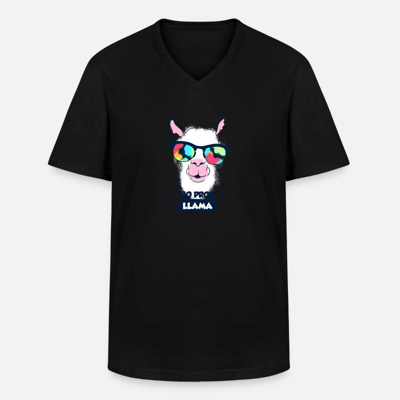 Lama - Männer-T-Shirt mit V-Ausschnitt - Schwarz