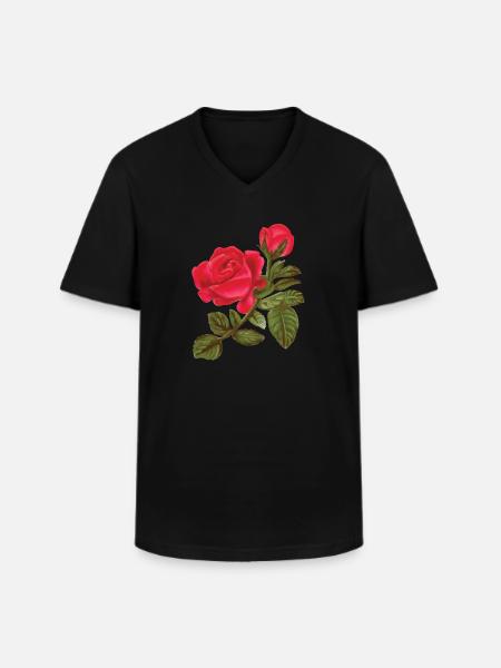 Rosen Aquarell handgemalt - Männer-T-Shirt mit V-Ausschnitt - Schwarz