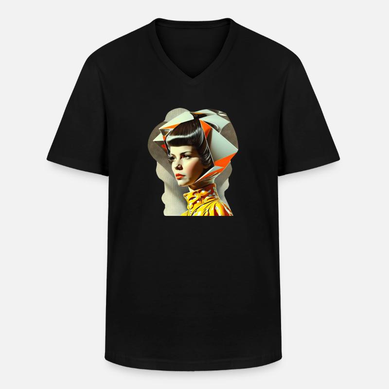 Retro Flash No45 - Männer-T-Shirt mit V-Ausschnitt - Schwarz
