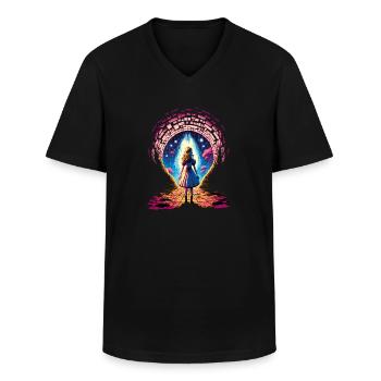 Portal To Wonderland - Men's V-Neck T-Shirt - black - Front - AI Model Male 178 dark (178cm)