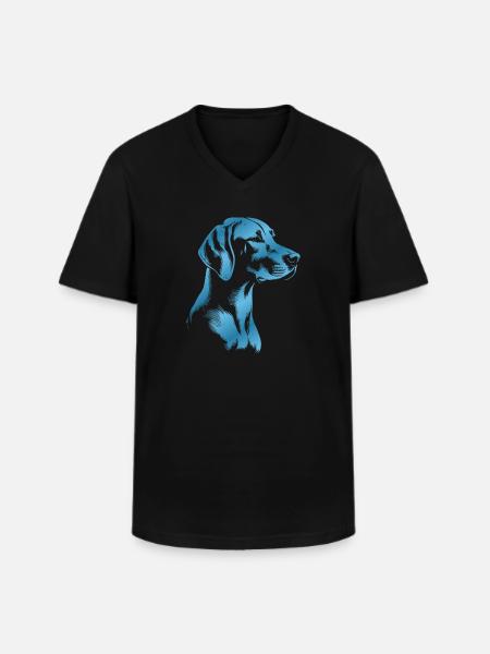 Magyar Vizsla Drawing Head Blue - Men's V-Neck T-Shirt - black