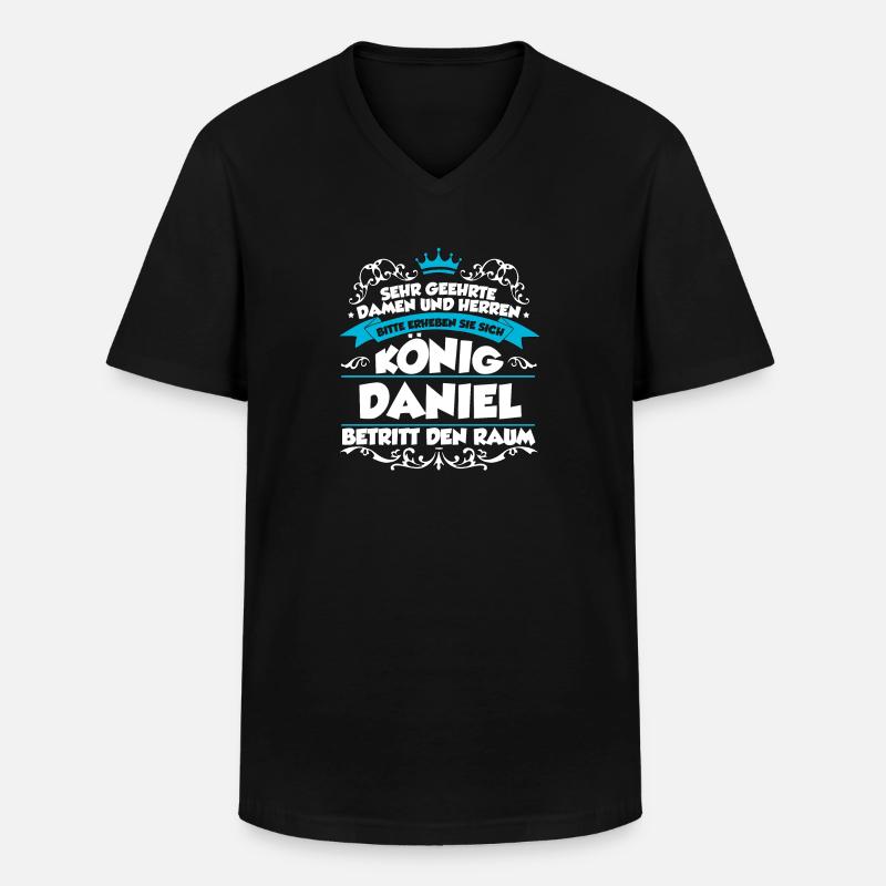 Daniel Name Design - Männer-T-Shirt mit V-Ausschnitt - Schwarz