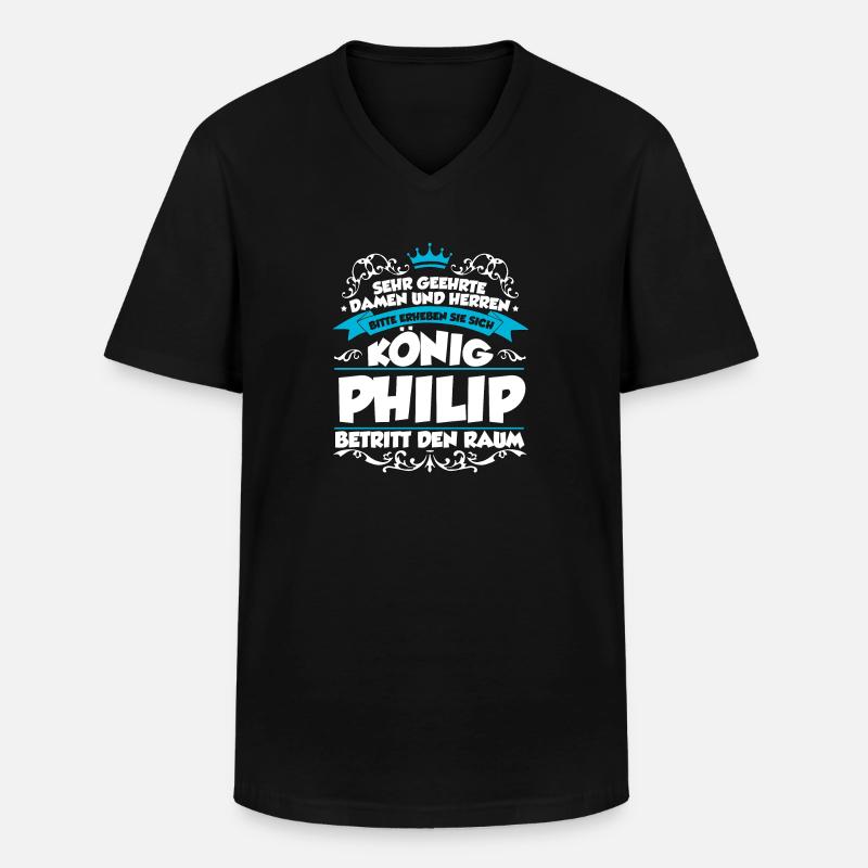 Philip Name Design - Männer-T-Shirt mit V-Ausschnitt - Schwarz