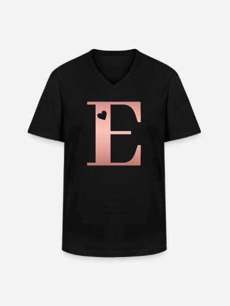 Letter E Rose Gold - Men's V-Neck T-Shirt - black
