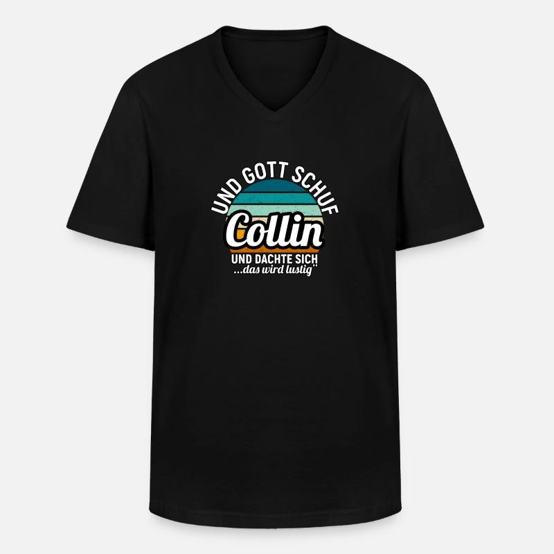 Curt - Männer-T-Shirt mit V-Ausschnitt - Schwarz