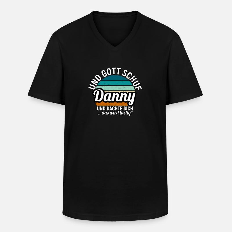 Denis - Männer-T-Shirt mit V-Ausschnitt - Schwarz