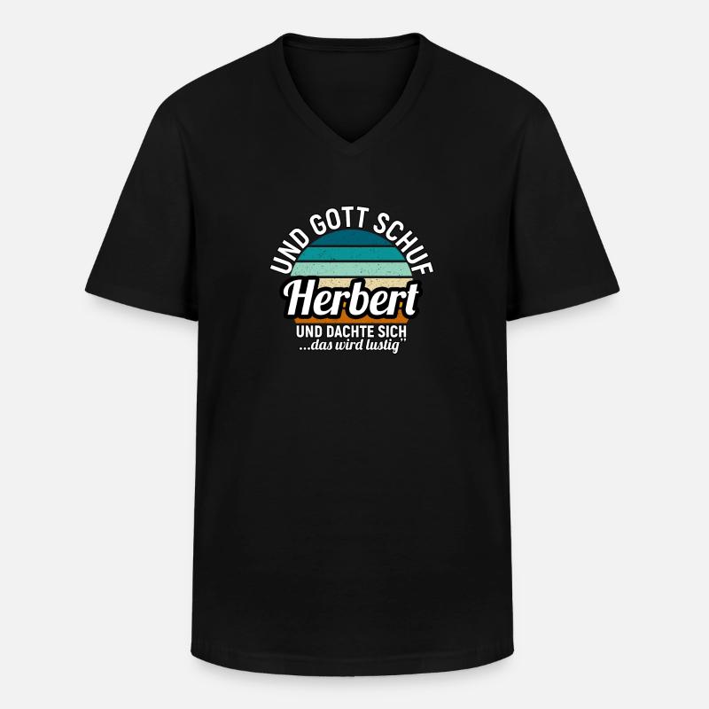 Herbert - Männer-T-Shirt mit V-Ausschnitt - Schwarz