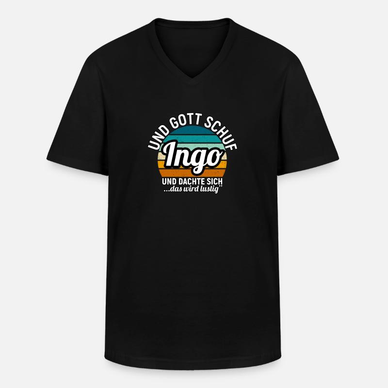 Ingo - Männer-T-Shirt mit V-Ausschnitt - Schwarz