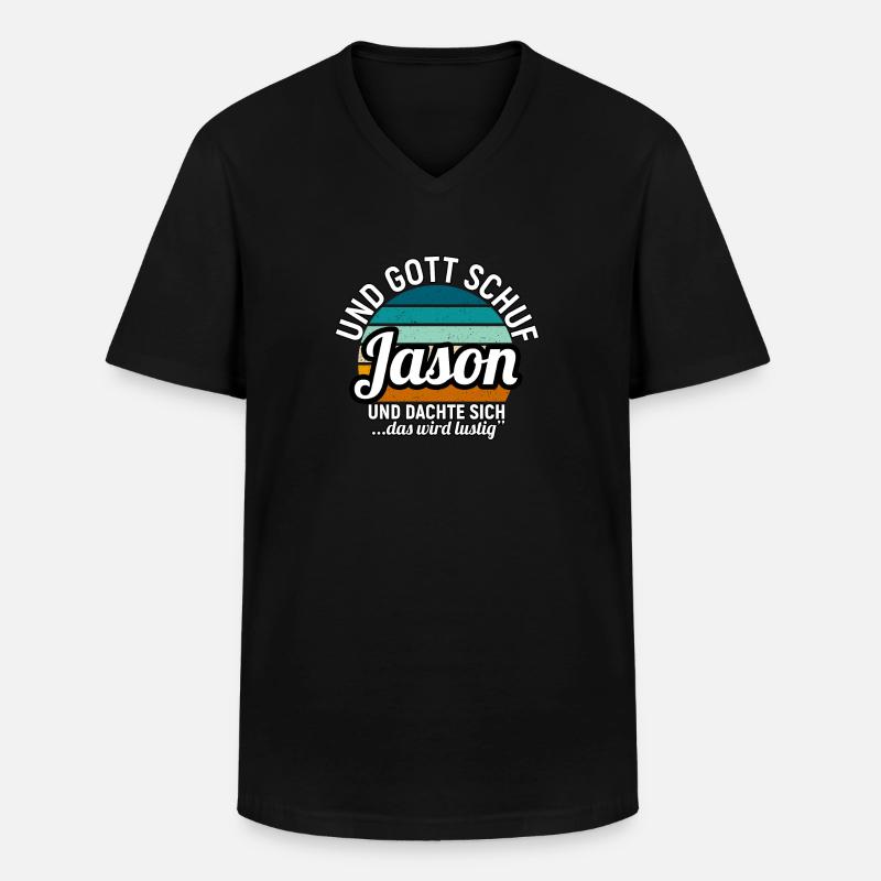 Jason - Männer-T-Shirt mit V-Ausschnitt - Schwarz