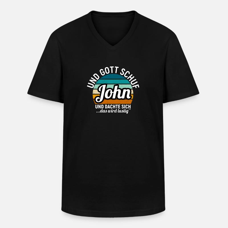 John - Männer-T-Shirt mit V-Ausschnitt - Schwarz